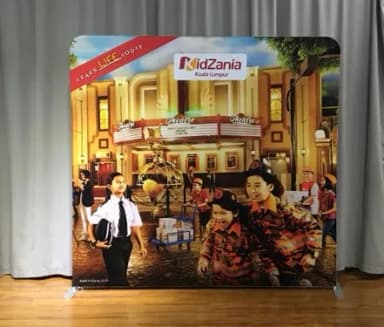 Tension fabric backdrop at a KidZania Kuala Lumpur exhibition